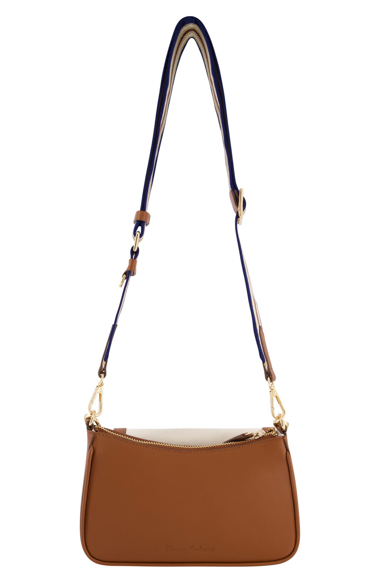 Tommy Bahama Canvas & Leather Trim Double Crossbody Bag, Alternate, color, Natural