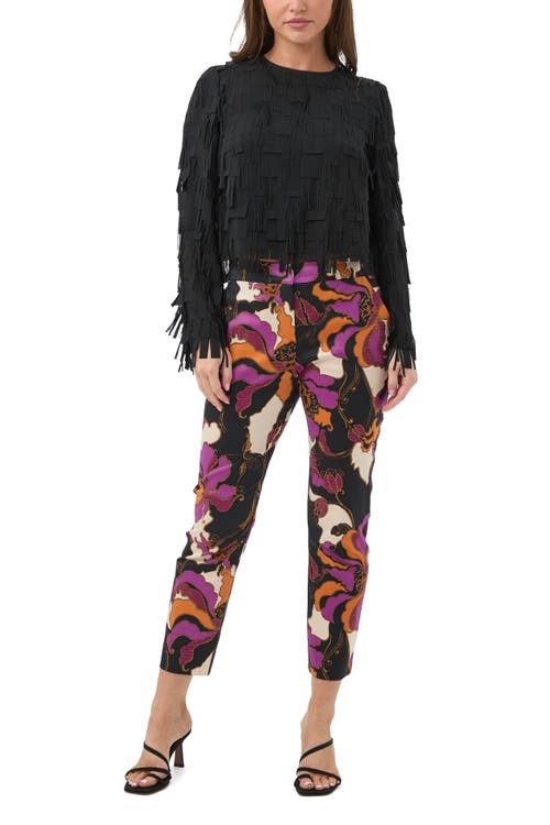 Trina Turk Chinaberry Fringe Top In Black
