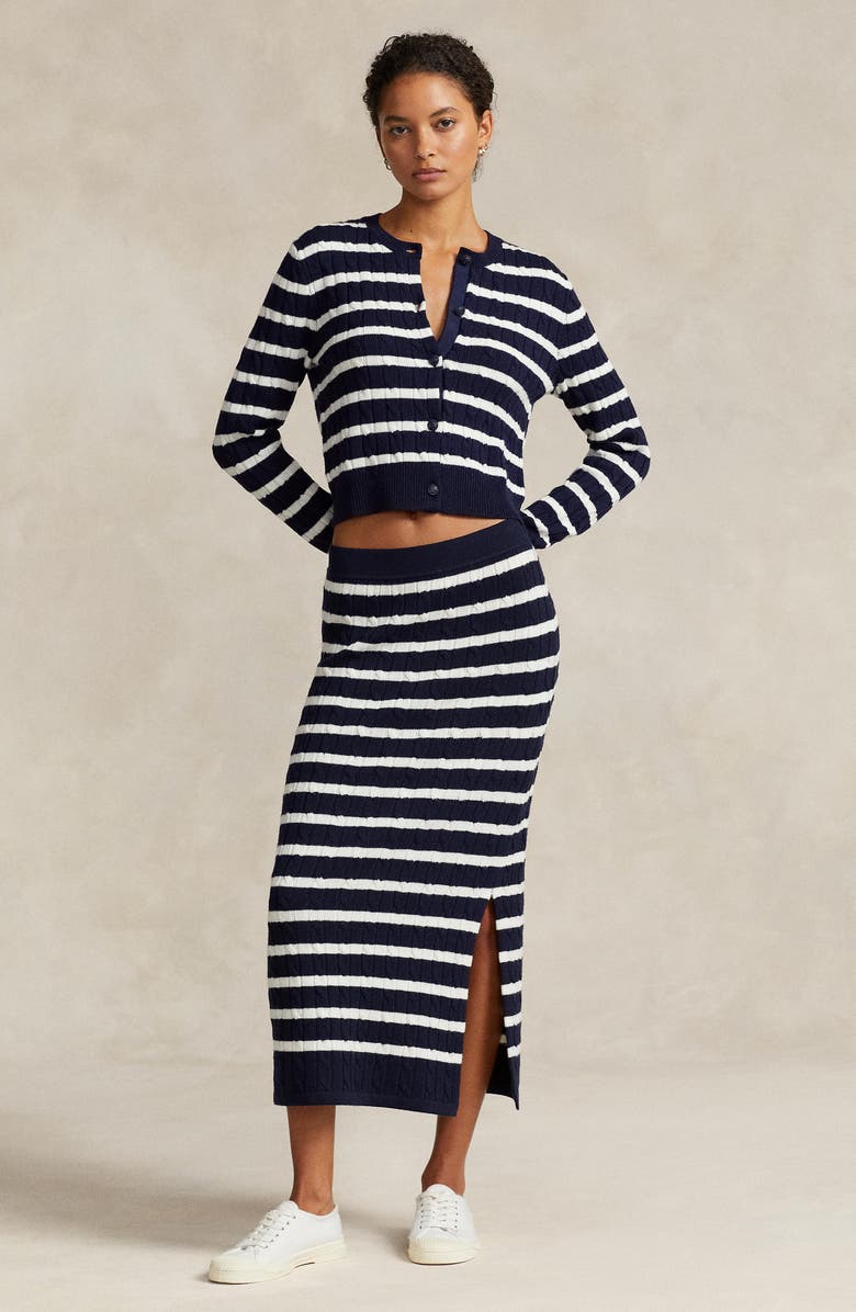 Polo Ralph Lauren Stripe Wool Blend Skirt, Alternate, color,