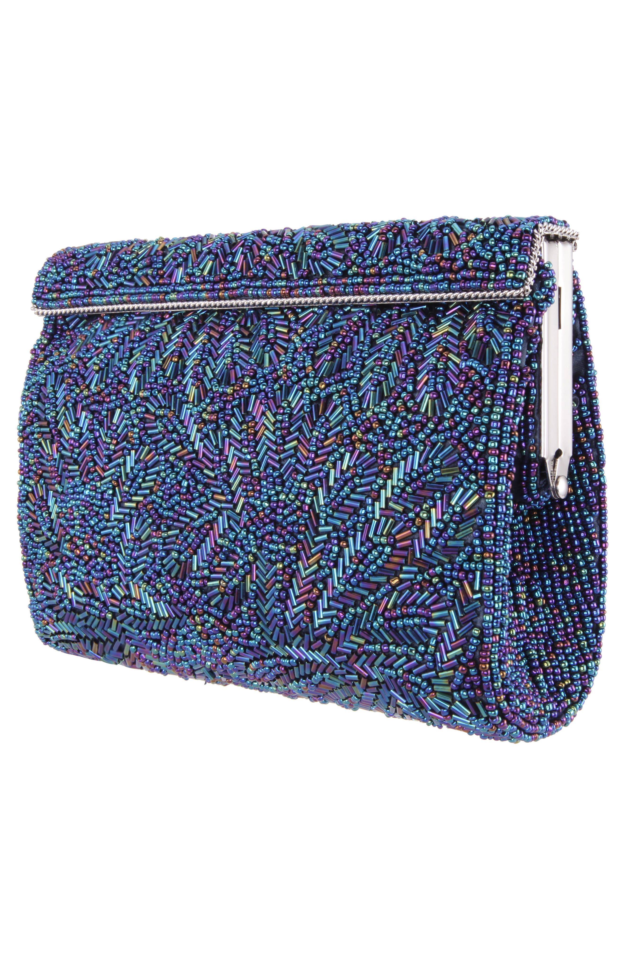 Nina 'Meadow' Beaded Frame Clutch, Alternate, color, 