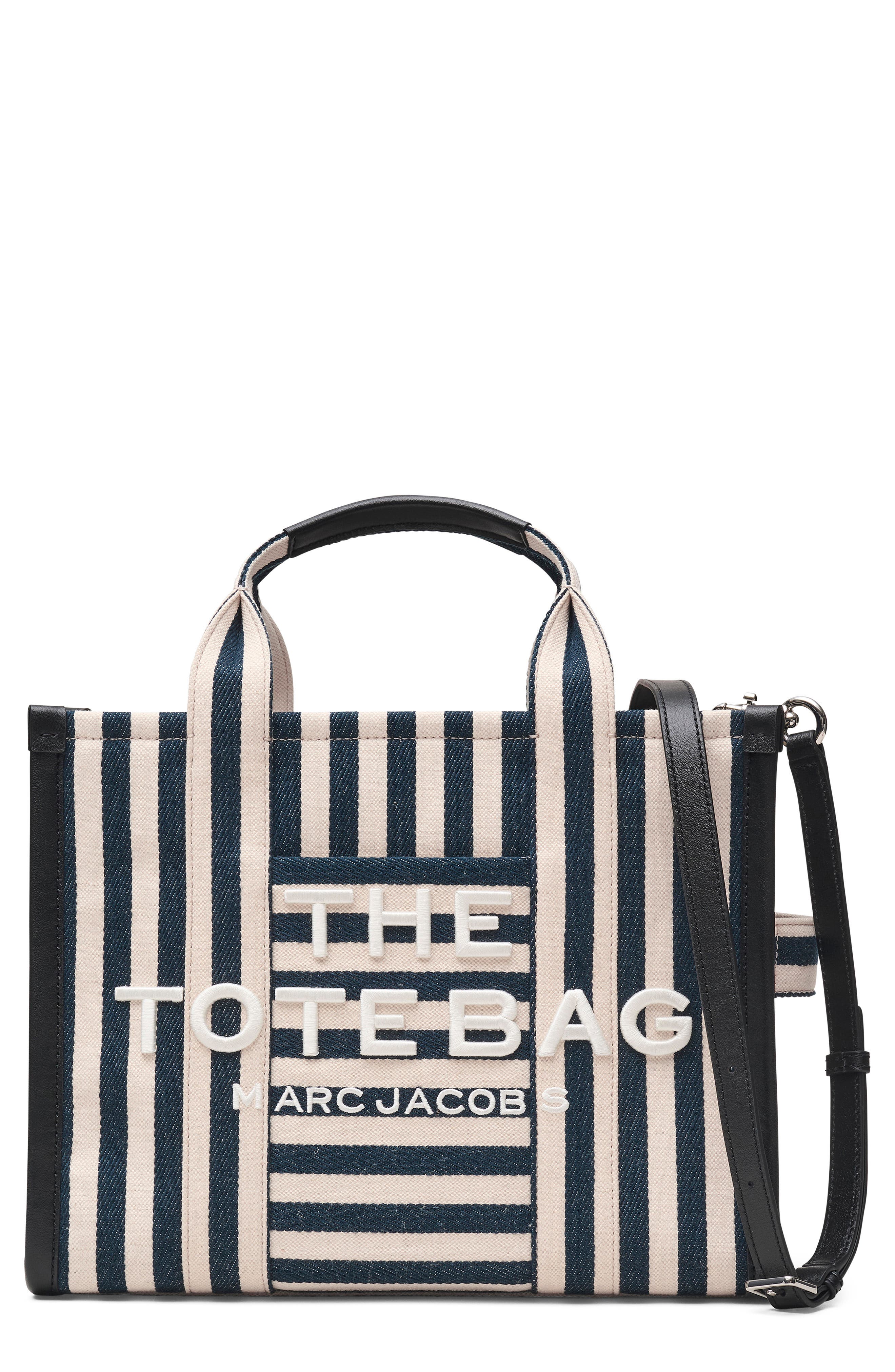 Marc Jacobs The Stripe Canvas Medium Tote, Main, color, Blue Sea Multi