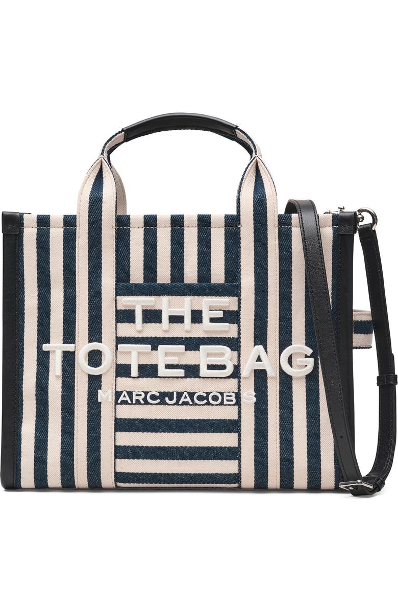 Marc Jacobs The Stripe Canvas Medium Tote, Main, color, Blue Sea Multi