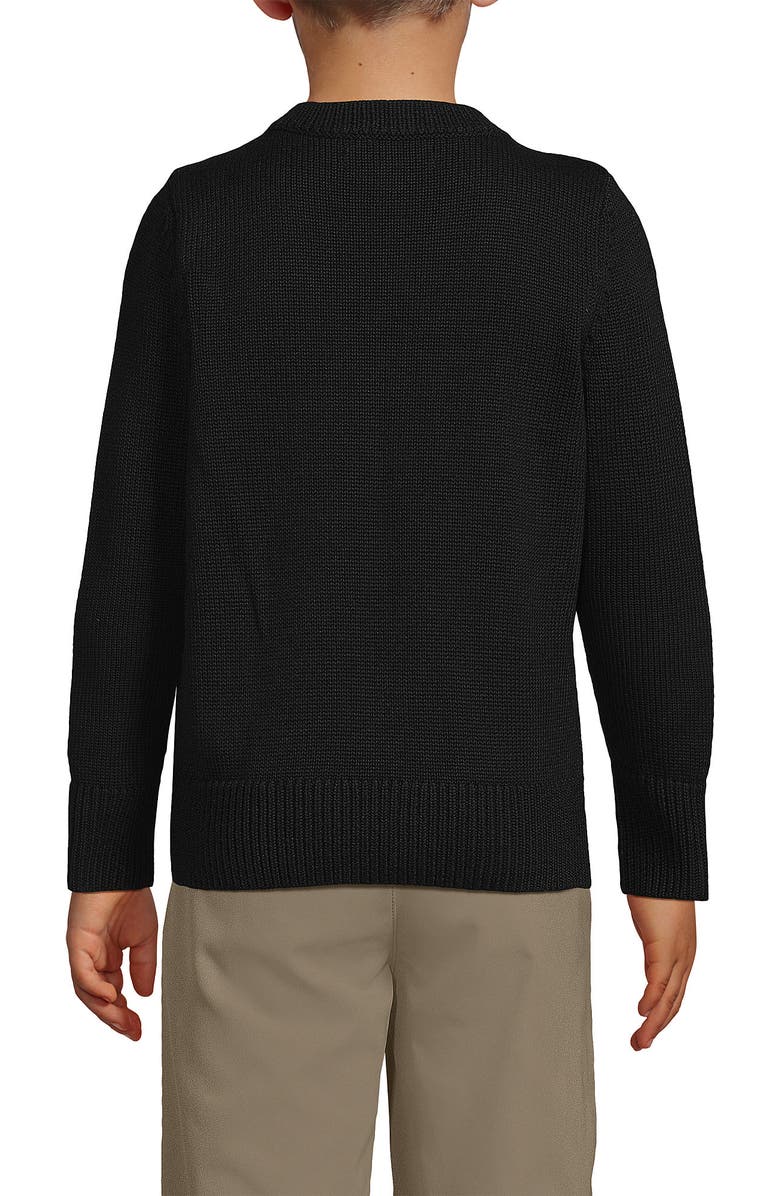Lands' End School Uniform Boys Cotton Modal Button Front Cardigan Sweater, Alternate, color, Black