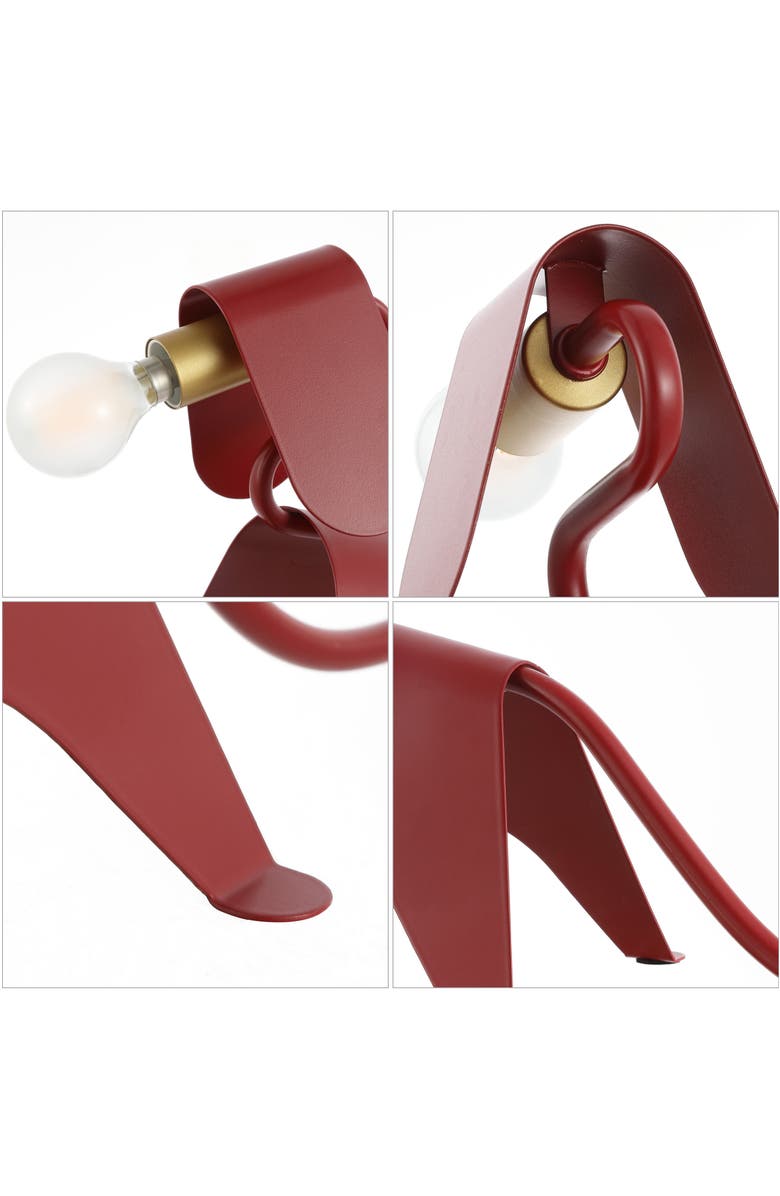 JONATHAN Y Rover Modern Industrial Iron Canine LED Kids' Lamp, Alternate, color, Red