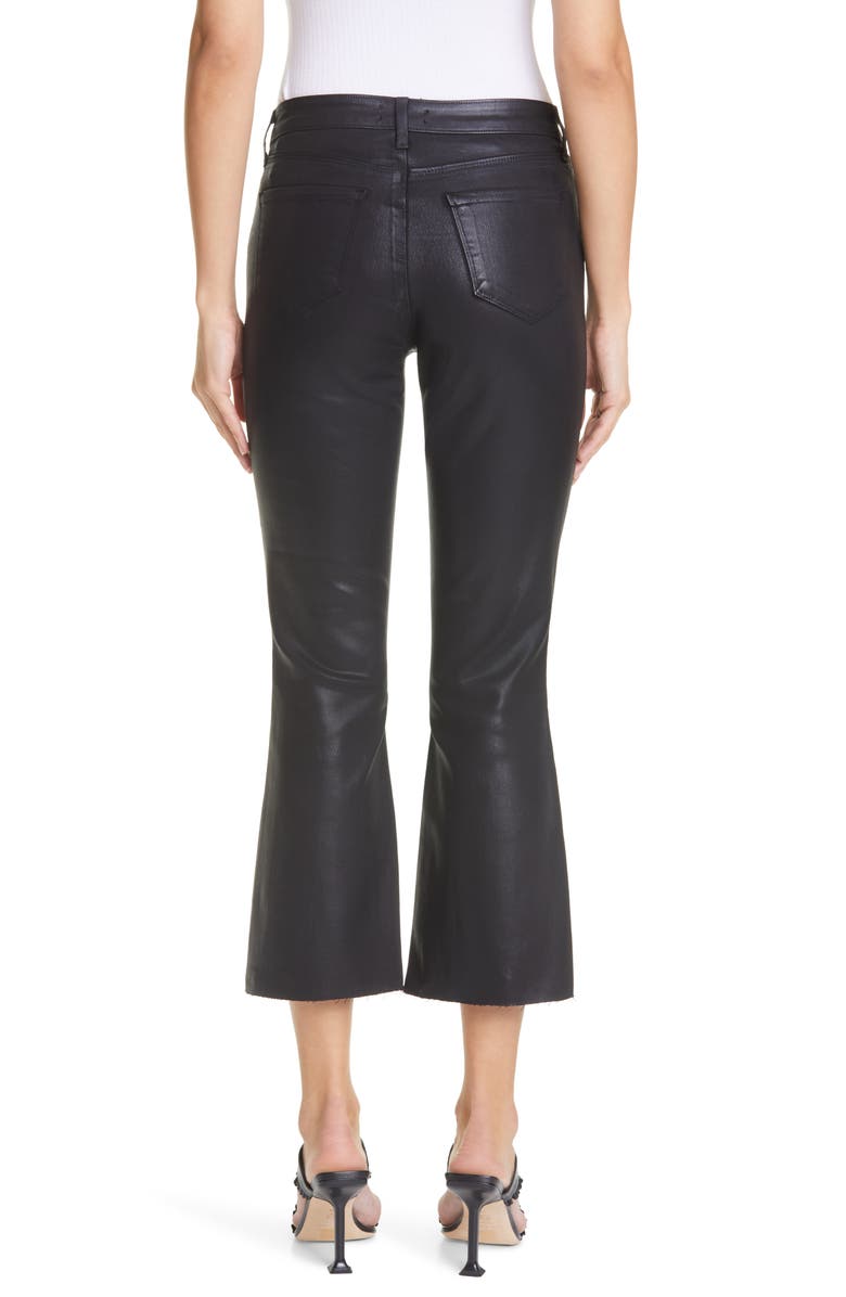 L'AGENCE Kendra Coated High Waist Crop Flare Jeans, Alternate, color, Noir Coated