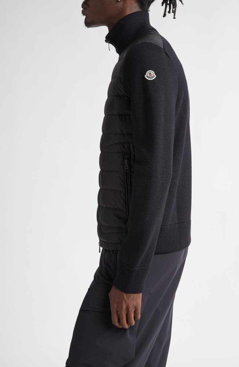 Moncler Maglia Mixed Media Cardigan, Alternate, color, Black