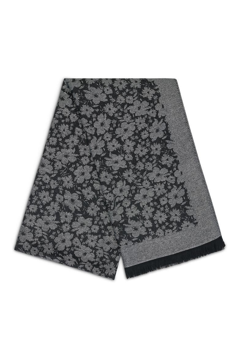 Metallic Daisy Evening Wrap Scarf, Alternate, color, BLACK