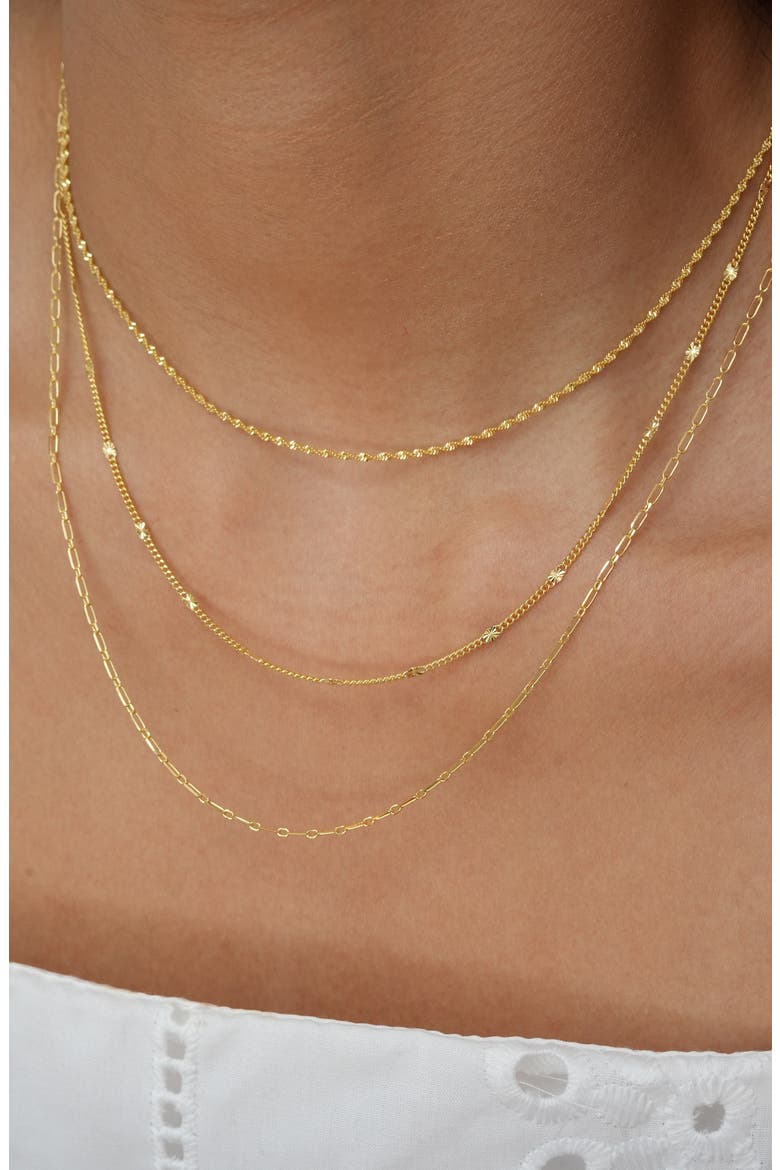 Multistrand 18K Gold Plate Sterling Silver Layered Necklace, Alternate, color, GOLD