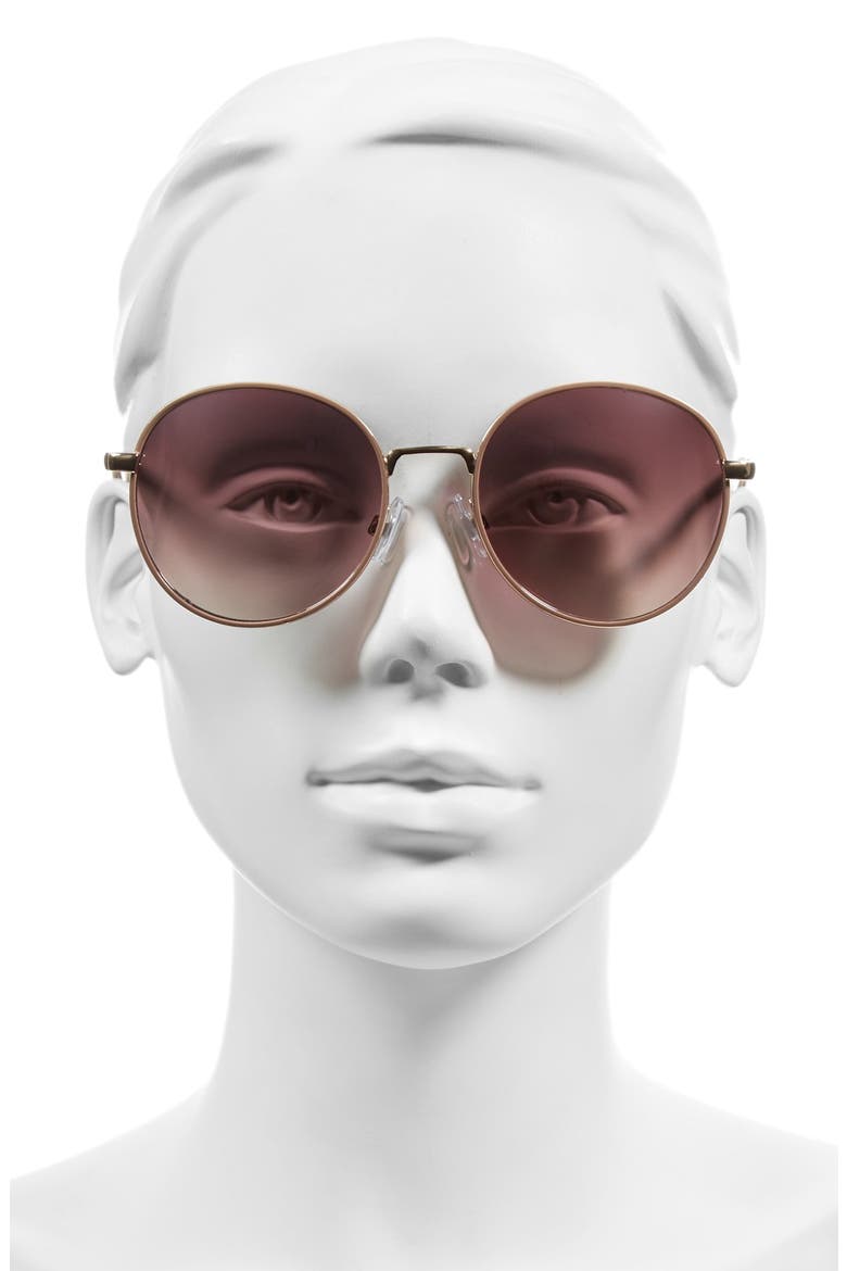 55mm Round Sunglasses, Alternate, color, NUDE