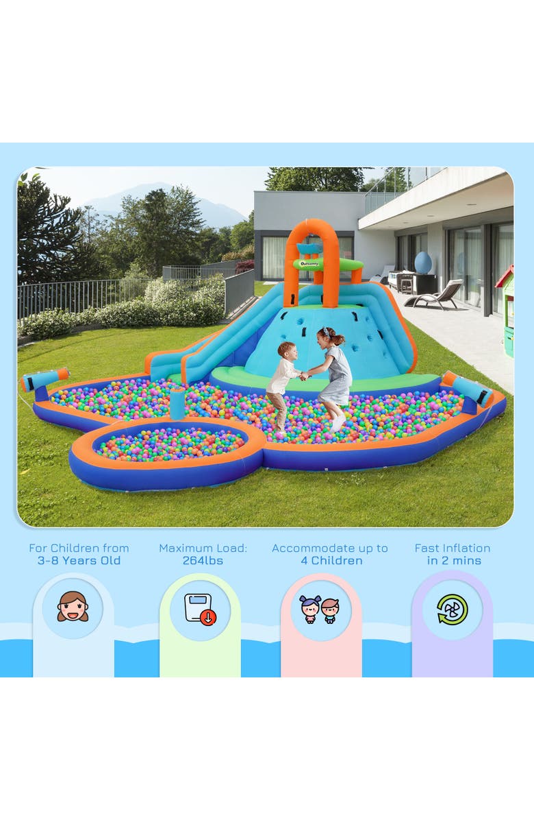 Outsunny 4 in 1 Water Slide, Inflatable Bounce House with Slide, Alternate, color, Multi Color