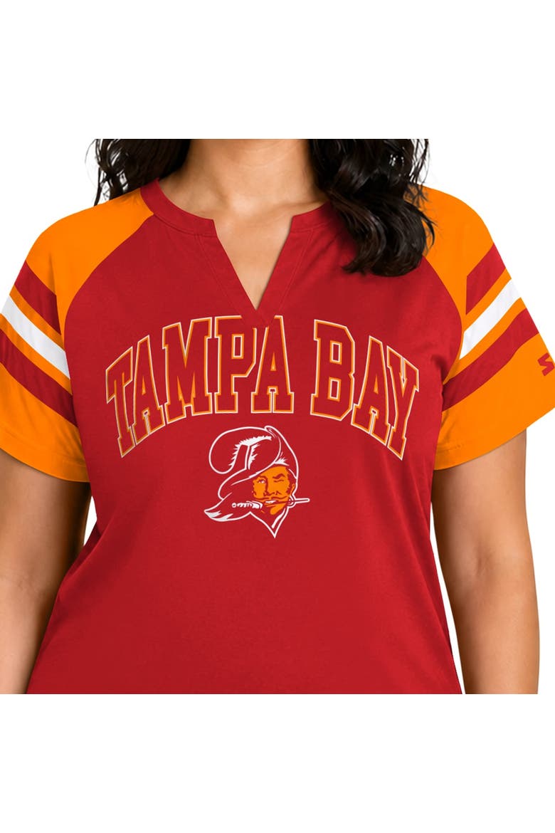Women's Starter  Red Tampa Bay Buccaneers Plus Size Throwback Game On Notch Neck Raglan T-Shirt, Alternate, color, Red