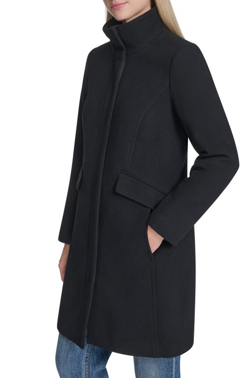 Cole Haan Longline Wool Blend Coat In Black