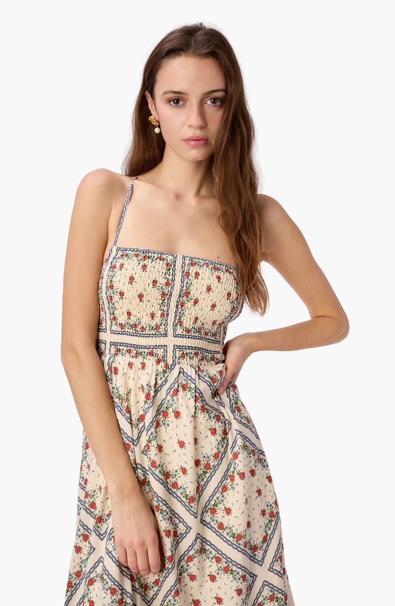 CAMI NYC Cecily Smocked Bodice Cotton & Silk Sundress, Alternate, color, Heirloom Bandana