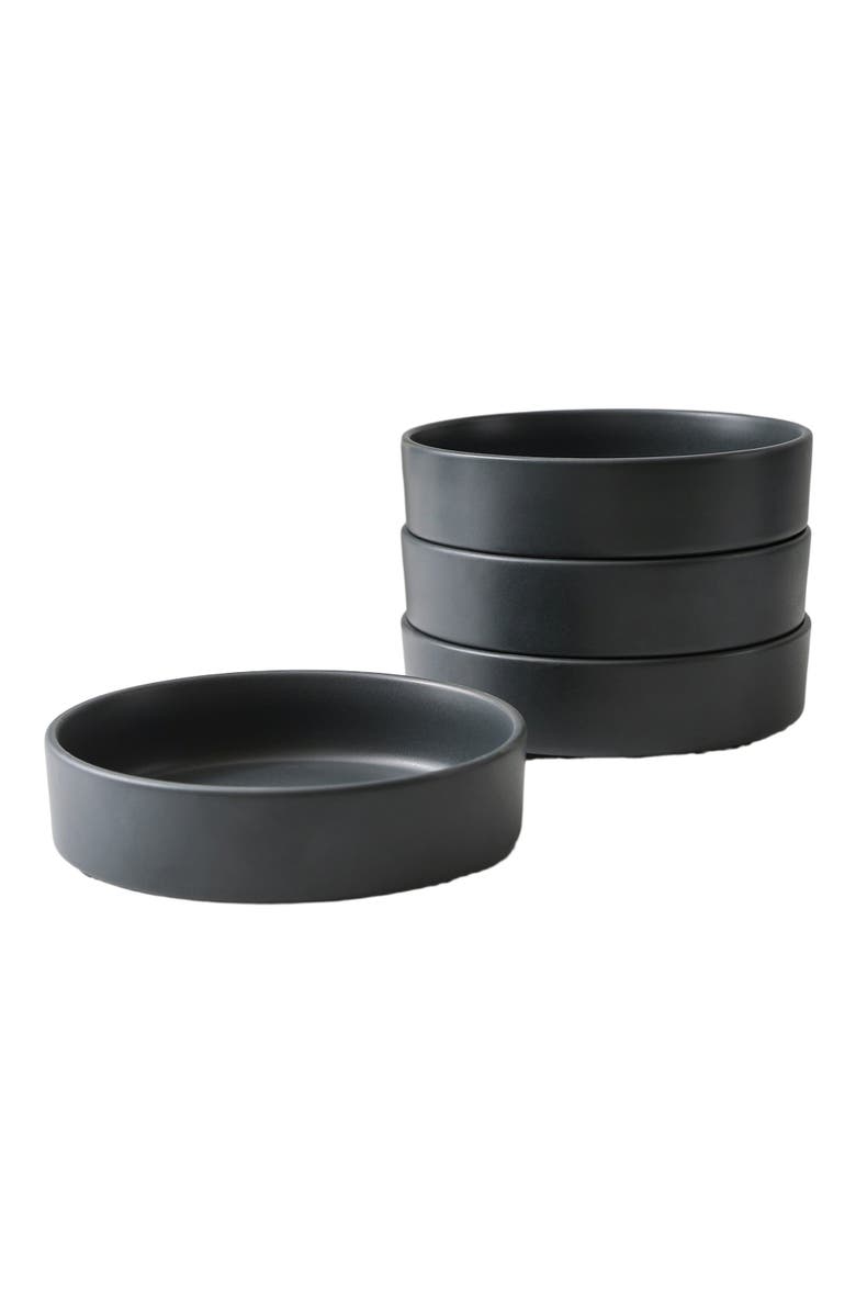 Stone Lain Celina Stoneware 16-Piece Dinnerware Set with Pasta Bowls, Main, color, Black