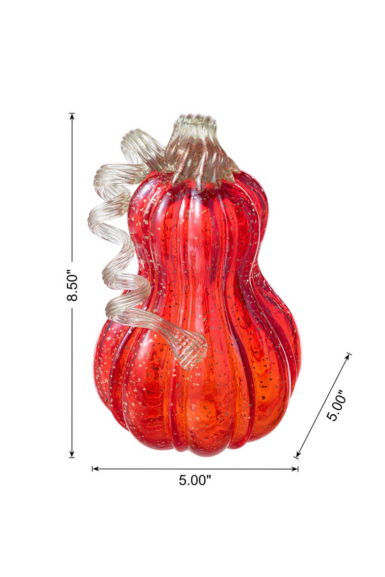 Fall Glass Gourd Pumpkins with Glitter, Alternate, color, Red