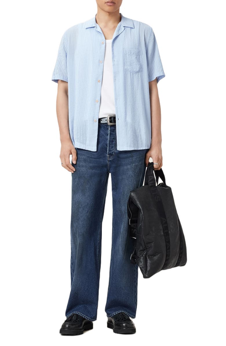 AllSaints Perry Button-Up Camp Shirt, Alternate, color, Kentucky Blue