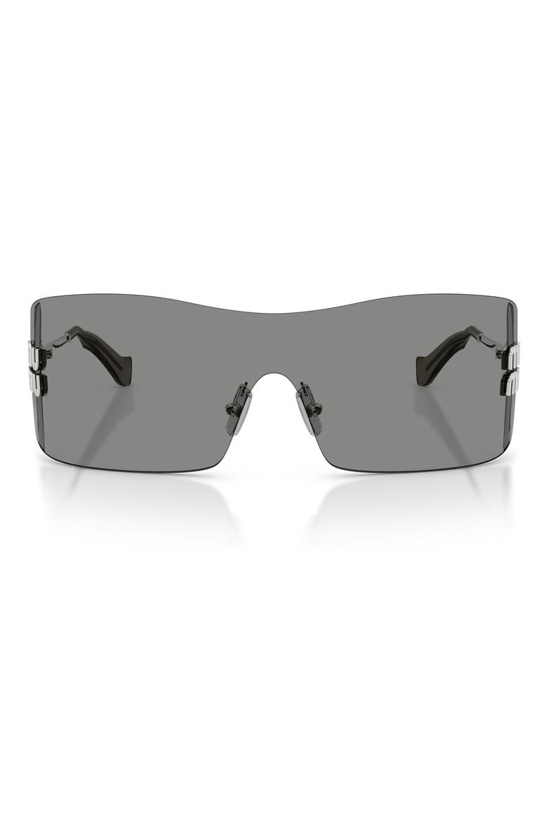 144mm Shield Sunglasses, Main, color, SILVER / DARK GREY