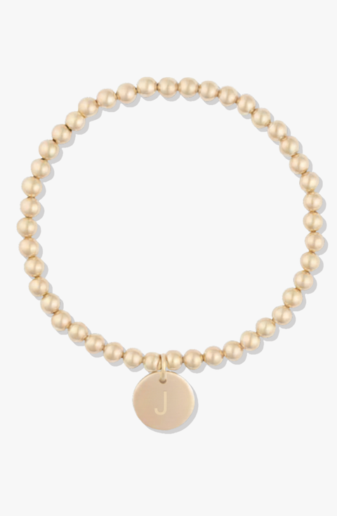 Classic Initial Coin 14k Gold Filled Bead Bracelet
