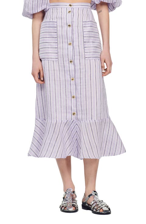 Blondy Stripe Linen Blend Skirt
