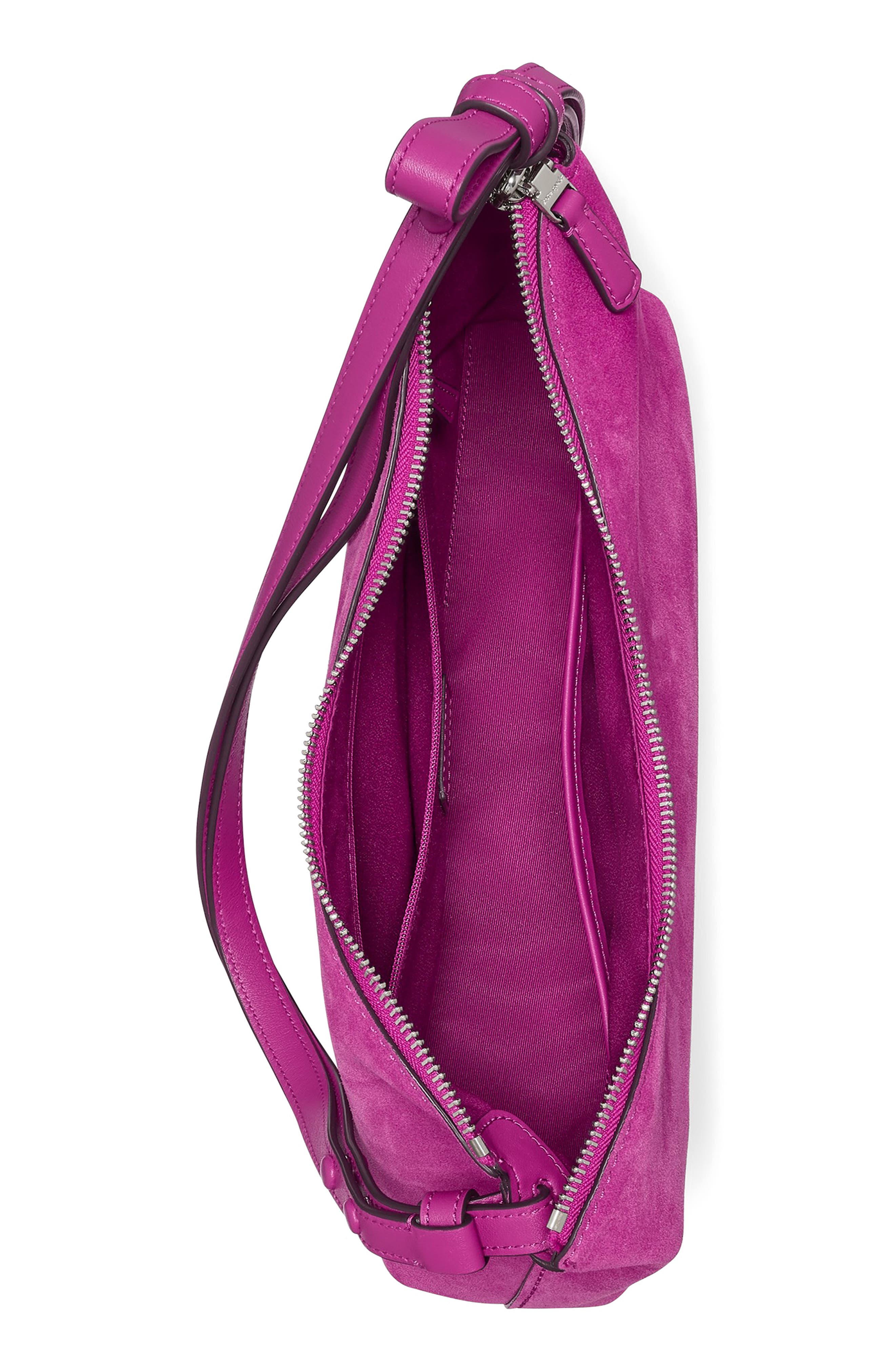 Loop Suede Convertible Shoulder Bag, Alternate, color, BEET