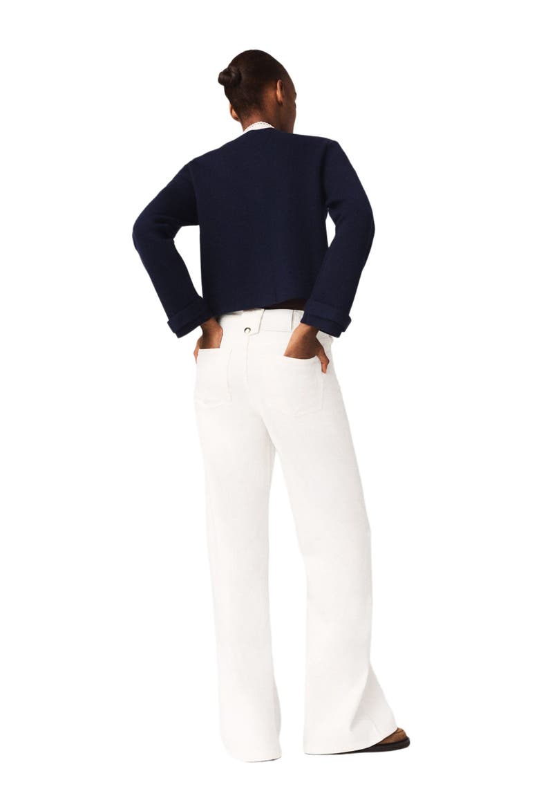 Detachable embroidered collar cardi, Alternate, color, Navy