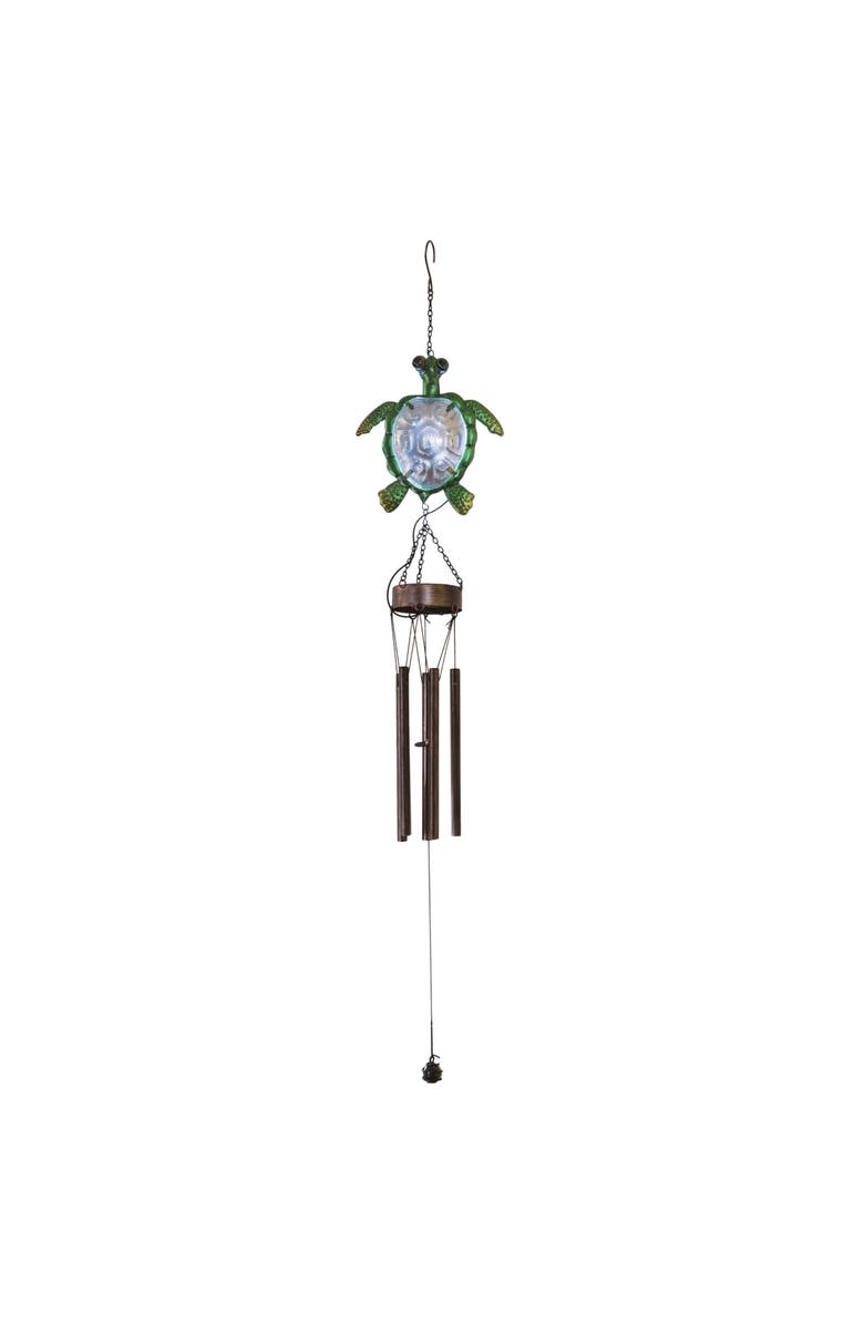 Transpac 39.50 Inch Bronze Spring Tropical Turtle Wind Chime with Bells Perfect for Spring Decor, Main, color, Green