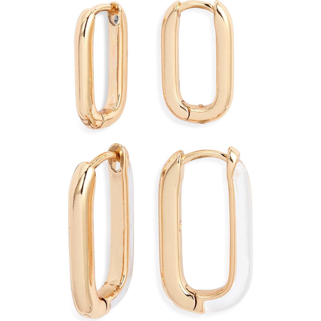 Open Edit Set Of 2 Oval Hoop Earrings