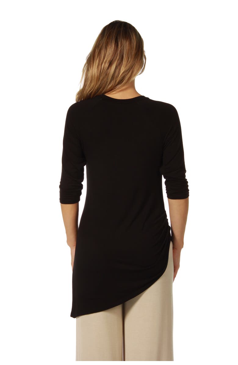 24seven Comfort Apparel Long Sleeve Knee Length Asymmetrical Maternity Tunic Top, Alternate, color, Black
