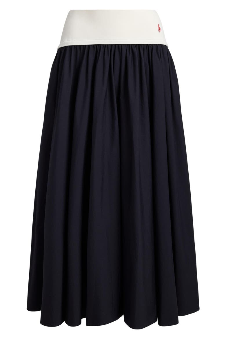 Mixed Media Cotton Poplin Maxi Skirt, Alternate, color, ATLANTIC