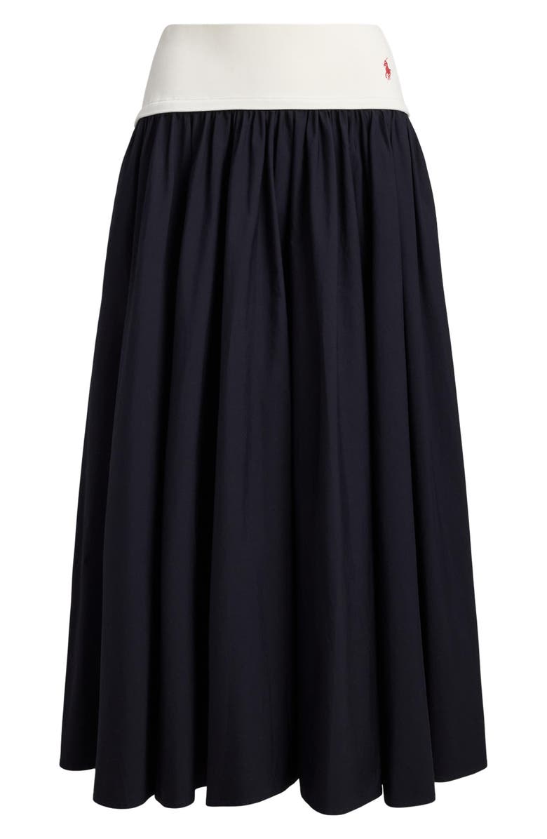 Polo Ralph Lauren Mixed Media Cotton Poplin Maxi Skirt, Alternate, color, Atlantic