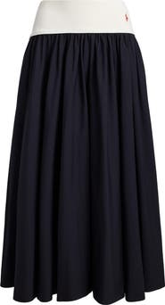 Polo Ralph Lauren Mixed Media Cotton Poplin Maxi Skirt