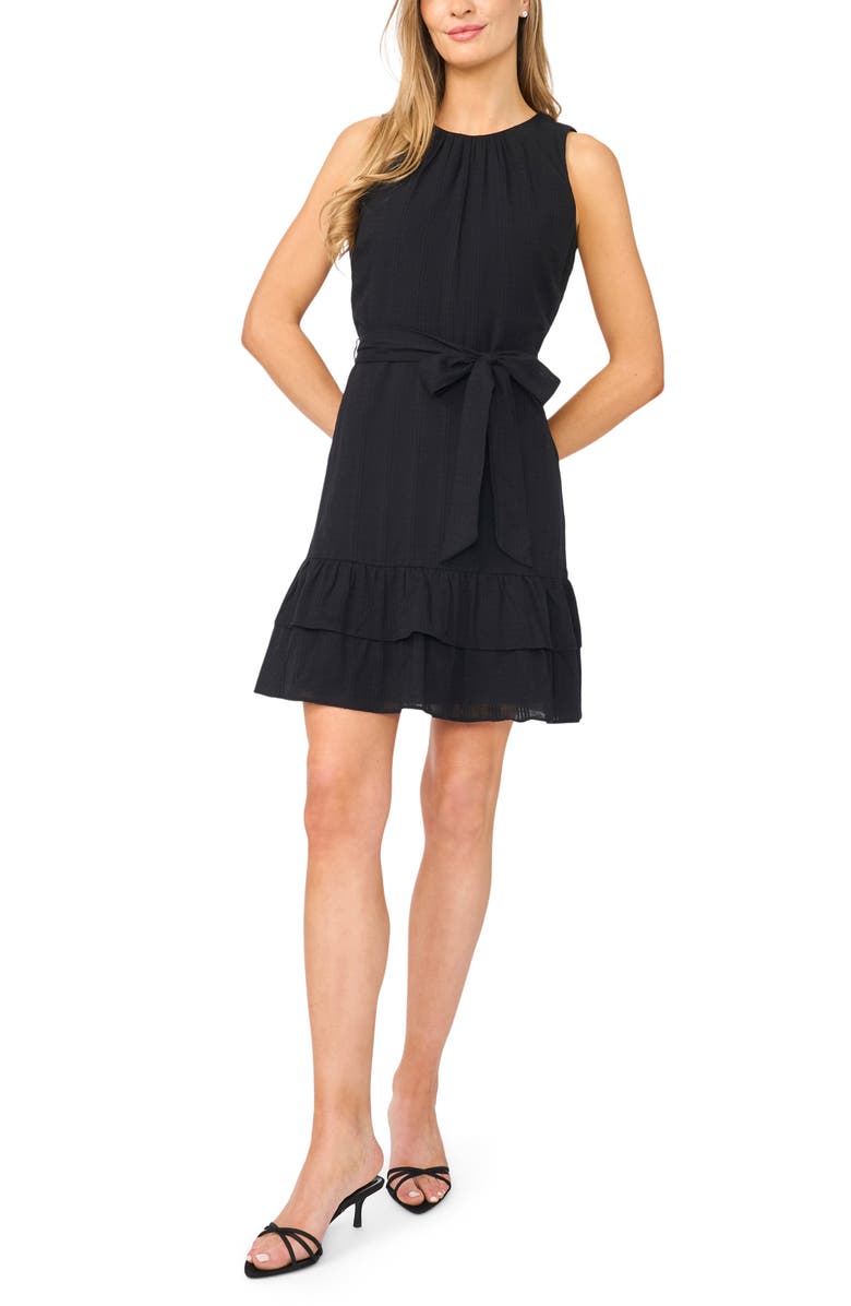 Halogen<sup>®</sup> Ruffle Hem Sleeveless Tie Waist Minidress, Main, color, 