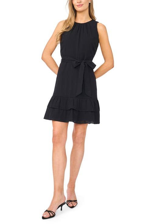 Ruffle Hem Sleeveless Tie Waist Minidress