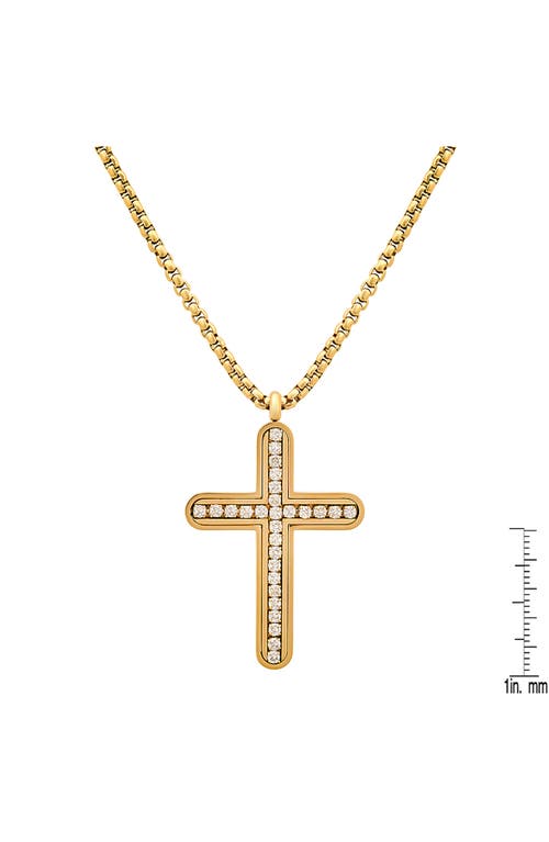 Hmy Jewelry 18k Gold Plated Stainless Steel Cubic Zirconia Cross Pendant Necklace In Gold