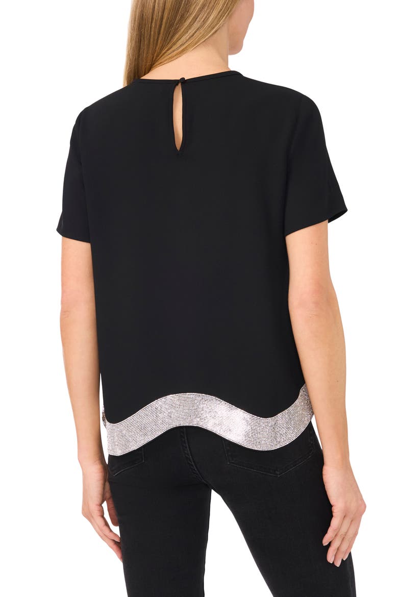 Embellished Hem Crepe Top, Alternate, color, RICH BLACK