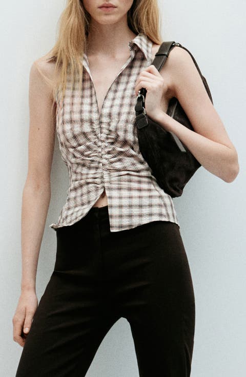 Ruched V-Neck Blouse