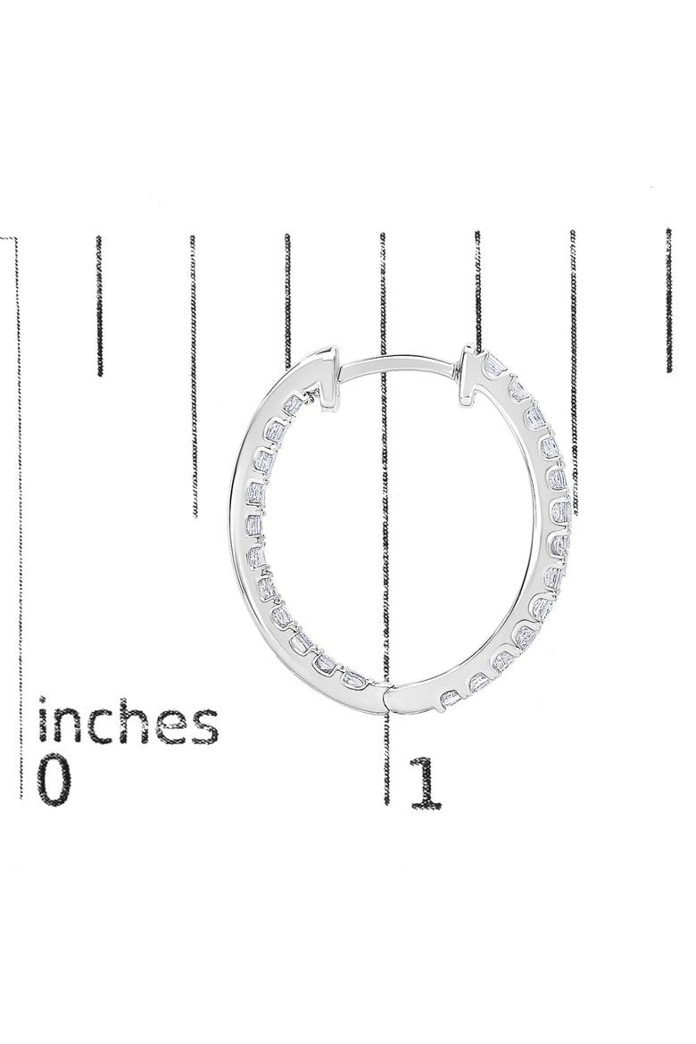 14K White Gold 2.00 Cttw Princess Diamond Inside Out Elongated Hoop Earrings, Alternate, color, White Gold