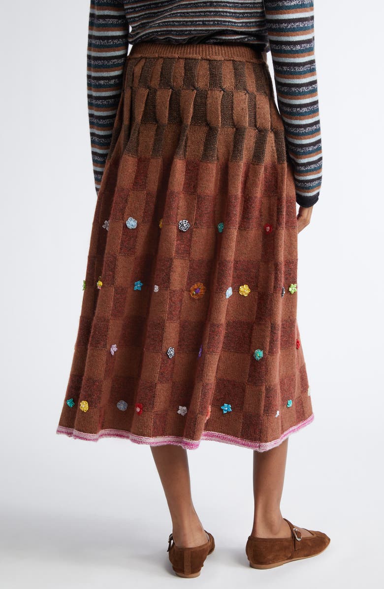 YanYan Floral Ribbon Checkerboard Knit A-Line Wool
Cotton Blend Skirt, Alternate, color,