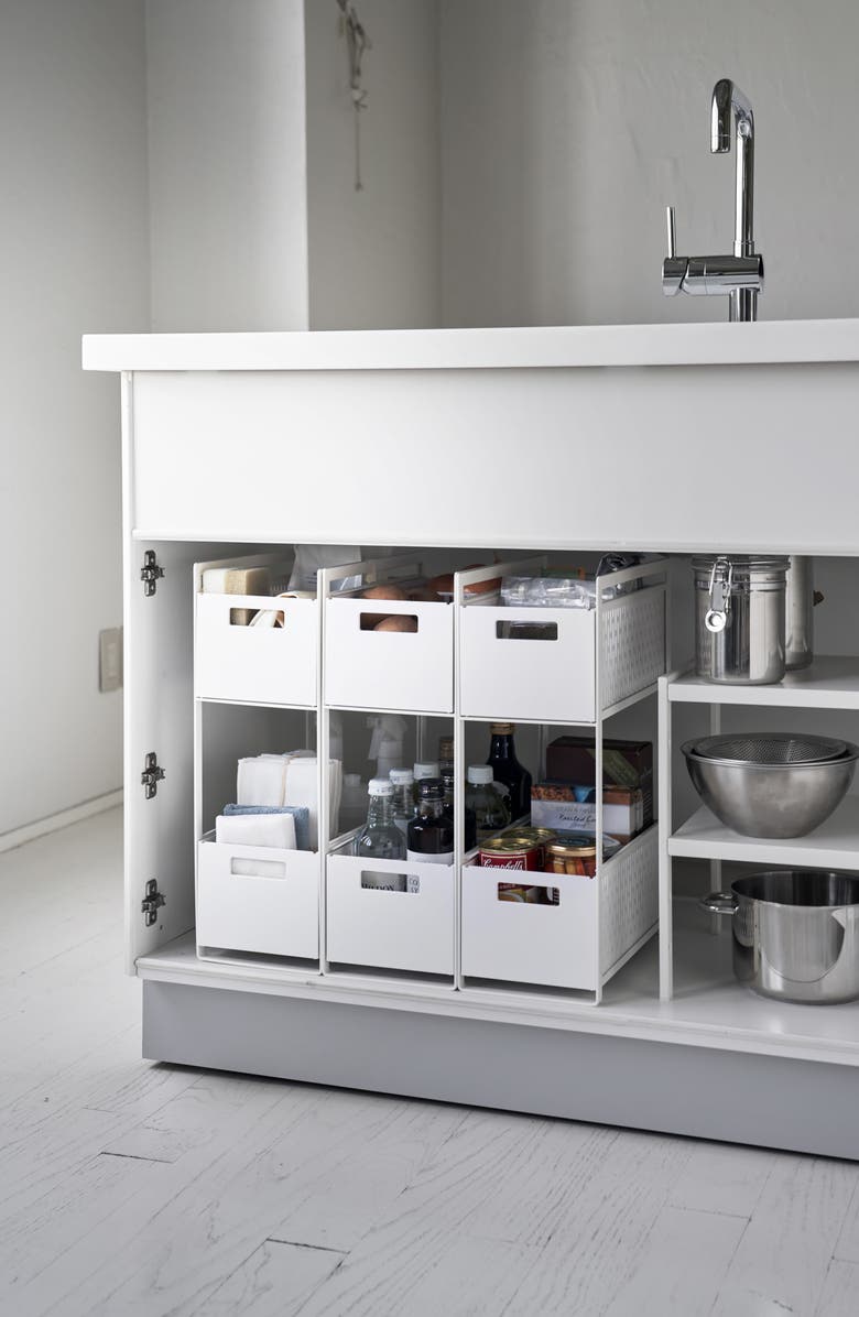 Yamazaki 2-Tier Cabinet Storage Basket, Alternate, color, White