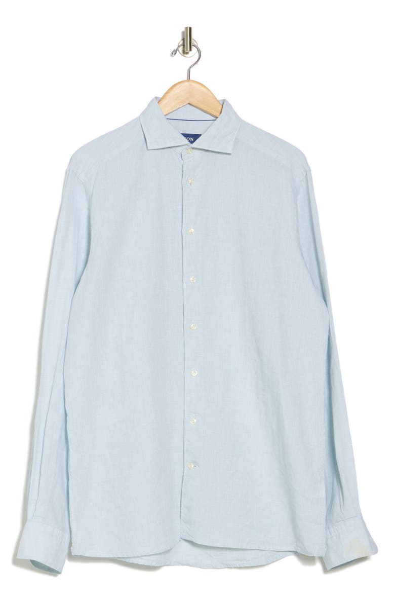 Eton Contemporary Fit Houndstooth Linen Dress Shirt, Alternate, color,