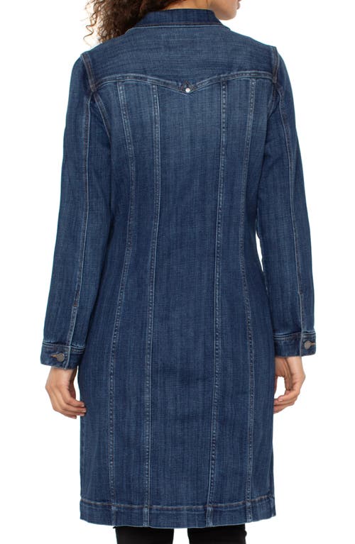 Liverpool Los Angeles Long Denim Trucker Jacket In Blue