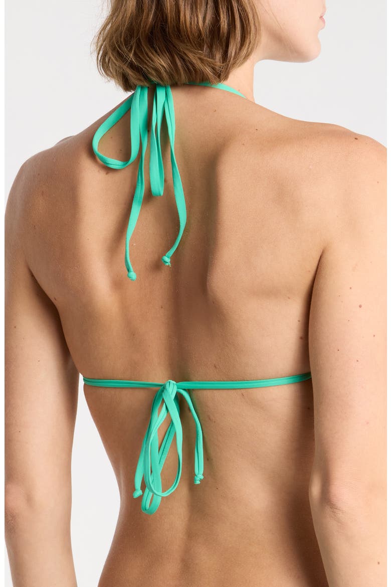 Palm Terry Triangle Bikini Top, Alternate, color, AQUA GREEN