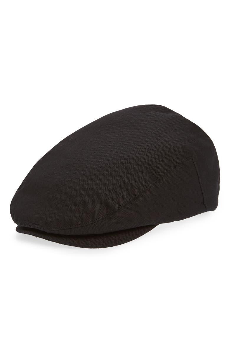 Brixton Hooligan Herringbone Driving Cap, Main, color, Black