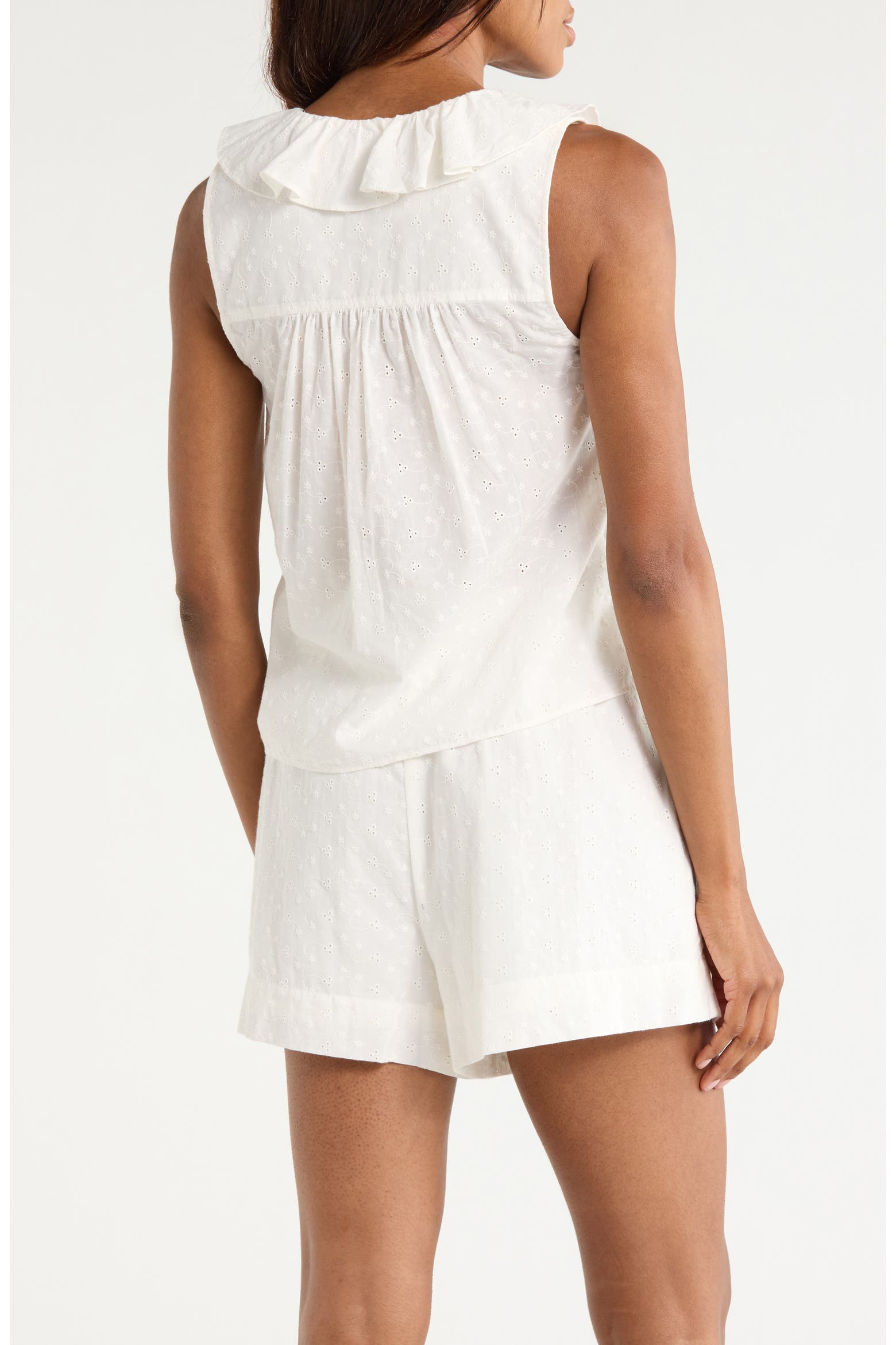 4041 Add Code Melrose and Market Ruffle Cotton Eyelet Tank (Women) | Nordstromrack