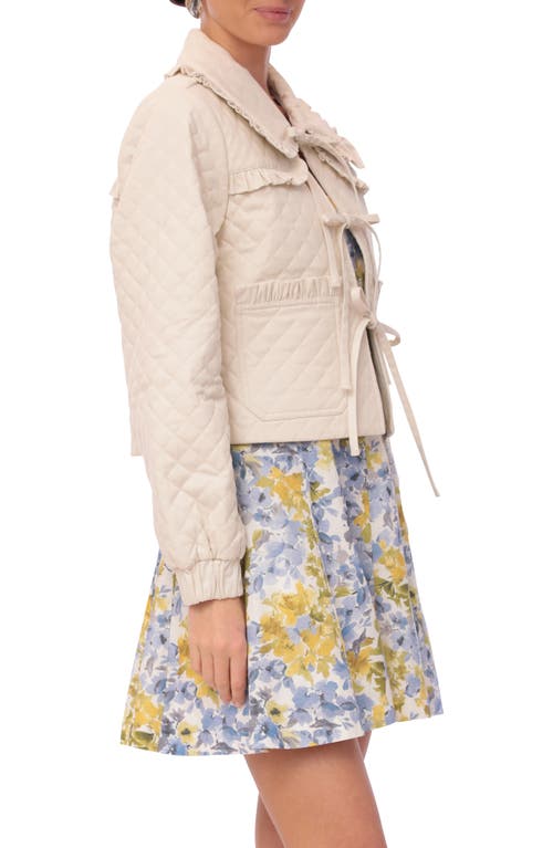 Avec Les Filles Quilted Cotton Tie Front Jacket In Stone