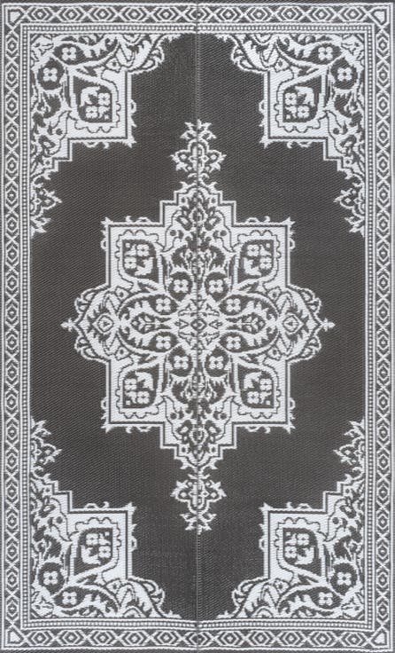 Dory Medallion Border Foldable Waterproof Reversible Plastic Straw Outdoor Rug