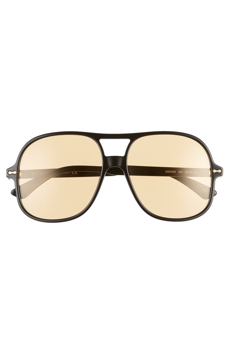 Gucci 58mm Tinted Aviator Sunglasses, Alternate, color,