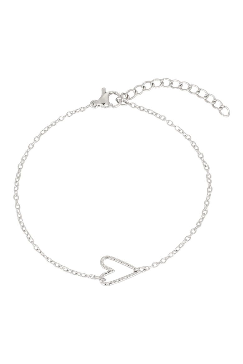 Hammered Heart Chain Bracelet, Main, color, SILVER