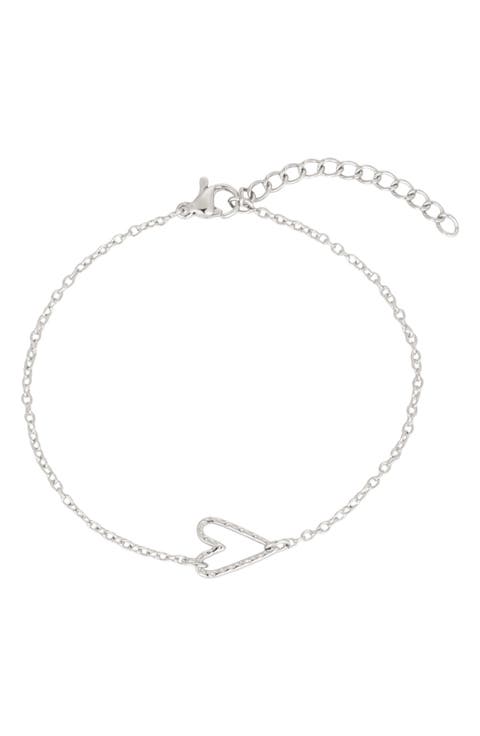 Hammered Heart Chain Bracelet