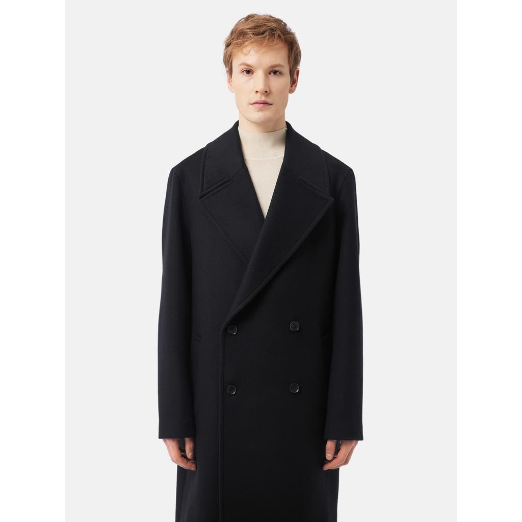 Gobi Mongolian Cashmere Double-breasted Cashmere Coat For Men In Black